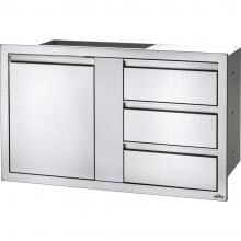 Napoleon 42-Inch Stainless Steel Large Single Door and Triple Drawer - BI-4224-1D3DR