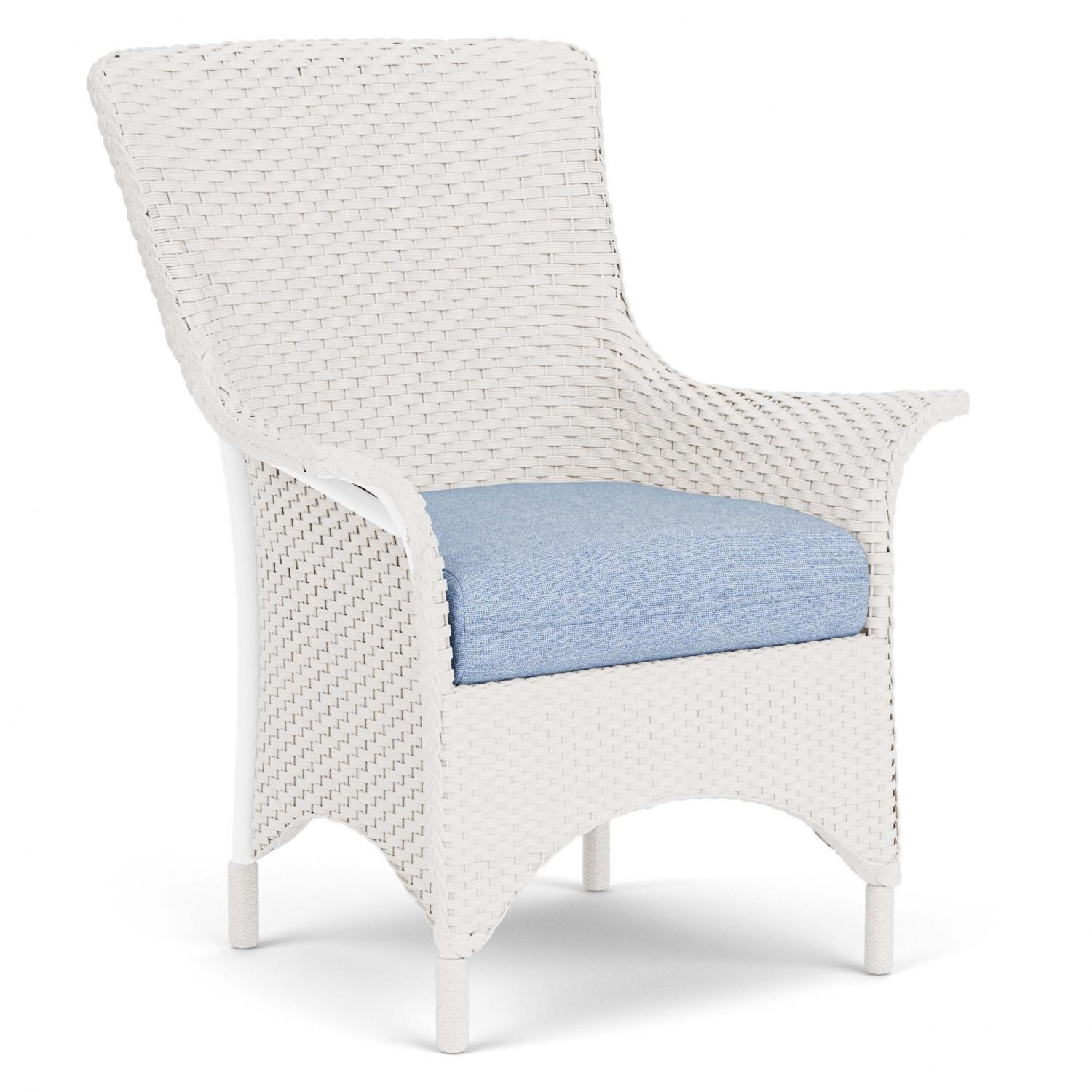 Lloyd Flanders Mandalay Dining Armchair in White Finish with Demo Skyway fabric - Angled thumbnail