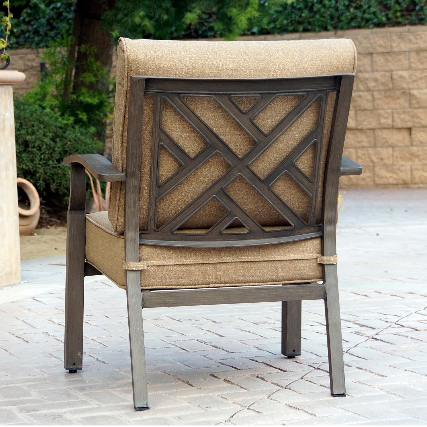 Darlee Brooklyn 4 Piece Patio Conversation Set W/ 43 X 21-Inch Rectangular Coffee Table & Sesame Cushions - Chair Back thumbnail