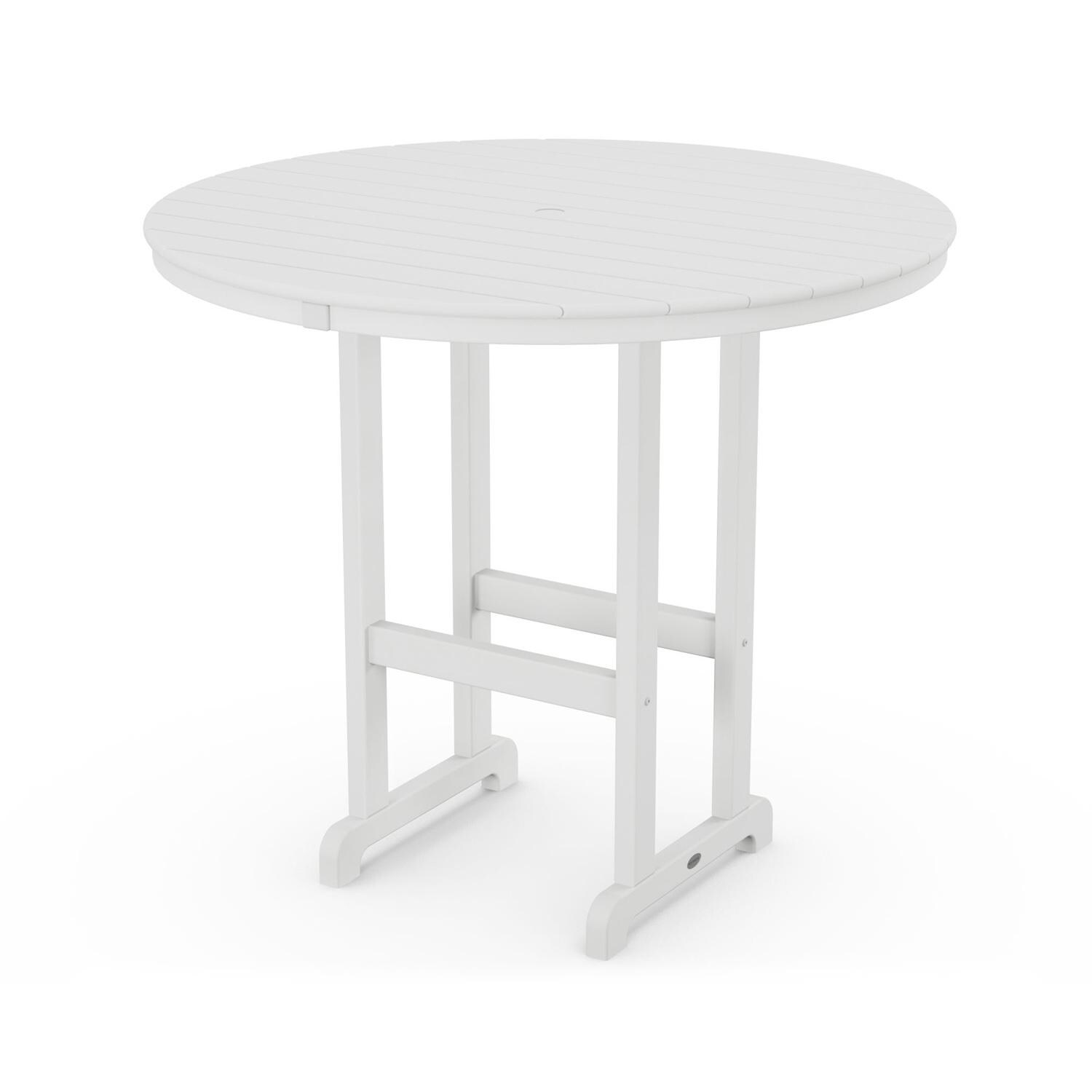 POLYWOOD 48-Inch Round Bar Table - White thumbnail