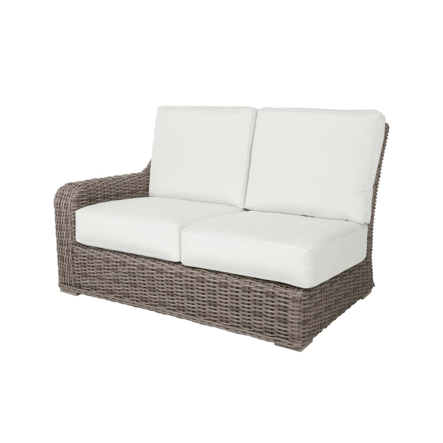 Laurent 2 Person Wicker Right Loveseat in Driftwood w/ Adena Celeste Cushions By Ebel - White Background thumbnail