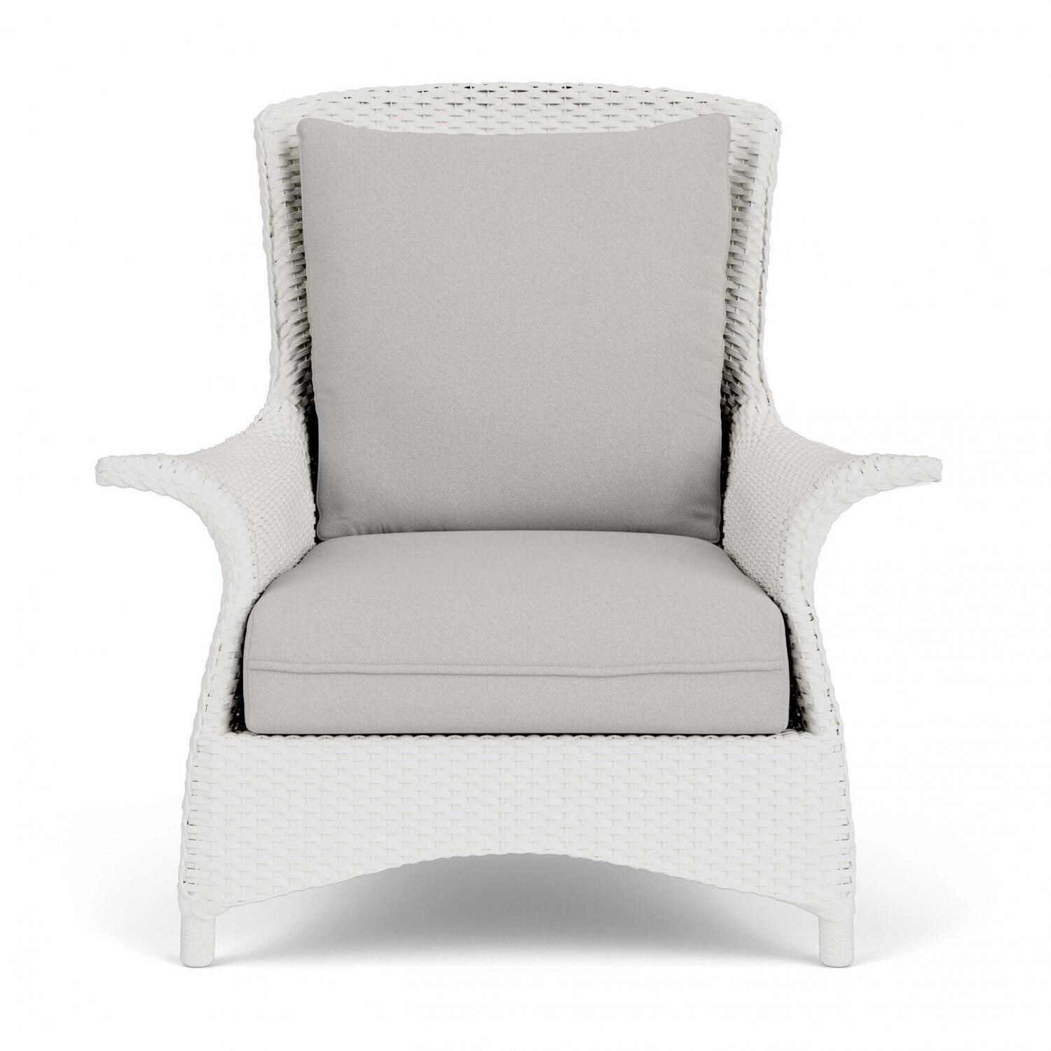 Mandalay Wicker Club Chair in Matte White/Tundra Dove By Lloyd Flanders