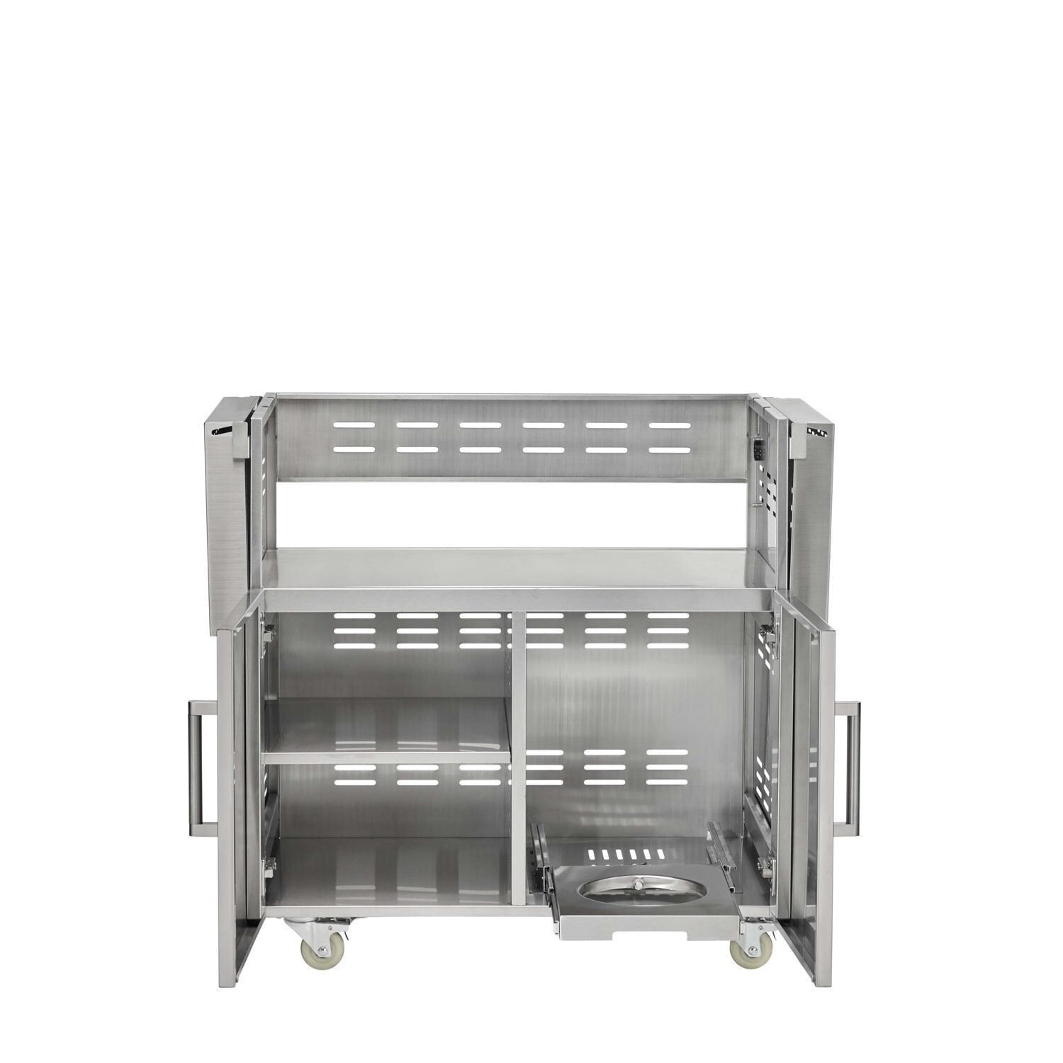 Coyote Outdoor Living C3S36CT Cart For 36 Inch CL or SL-Series Grill - Open w/ Shelves Down - White Background thumbnail