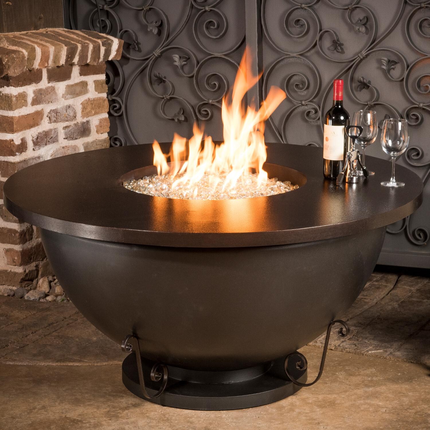 CC Products Opulent Bowl 48-Inch Round Propane Gas Fire Table - Black Finish - C1043
