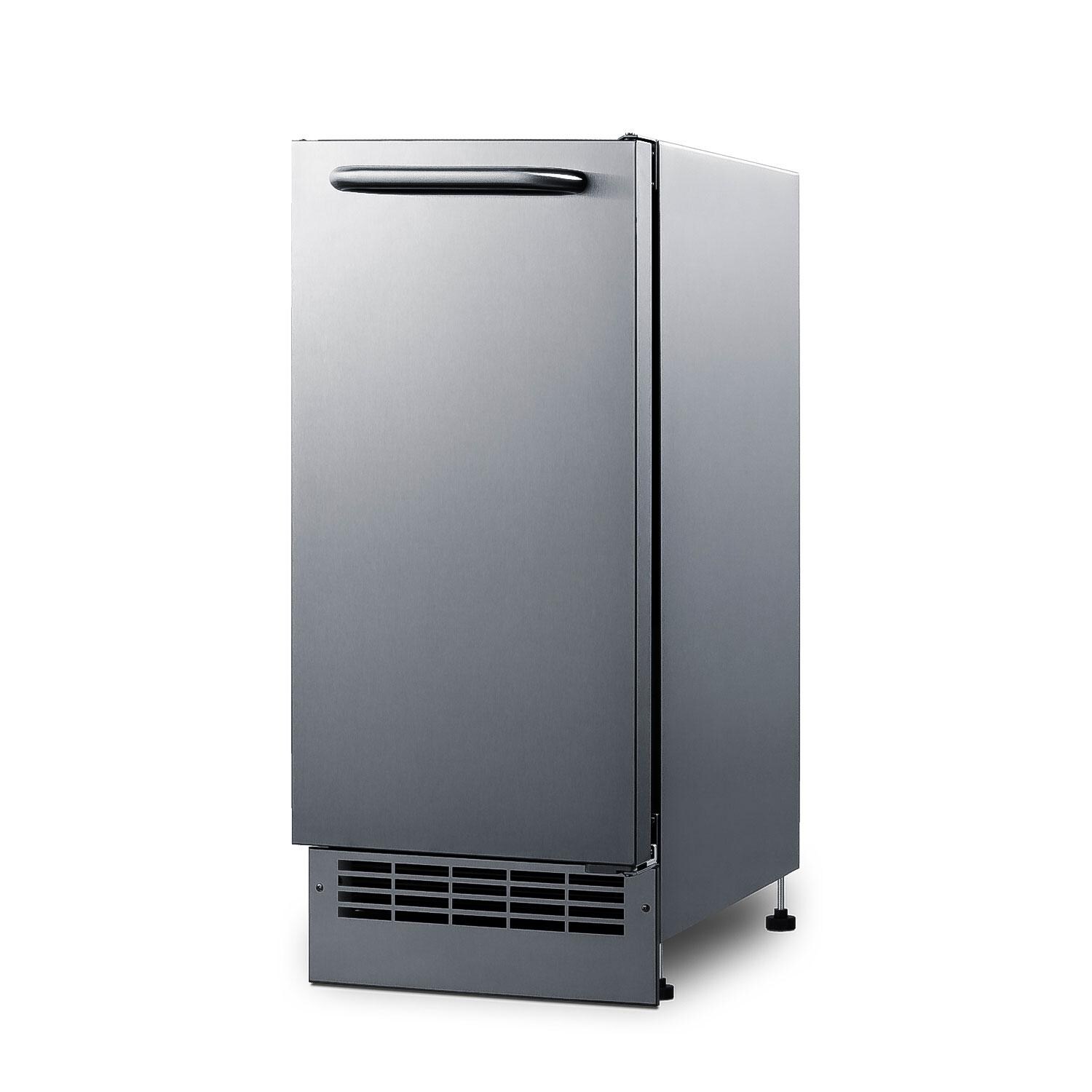 Summit BIM271OS 15-Inch Outdoor Drain-Free Icemaker - Back Level Legs - White Background thumbnail