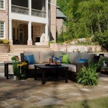 Birch 5 Piece Wicker Sectional Set W/ Sunbrella Canvas Heather Cushions by Canopy Home and Garden