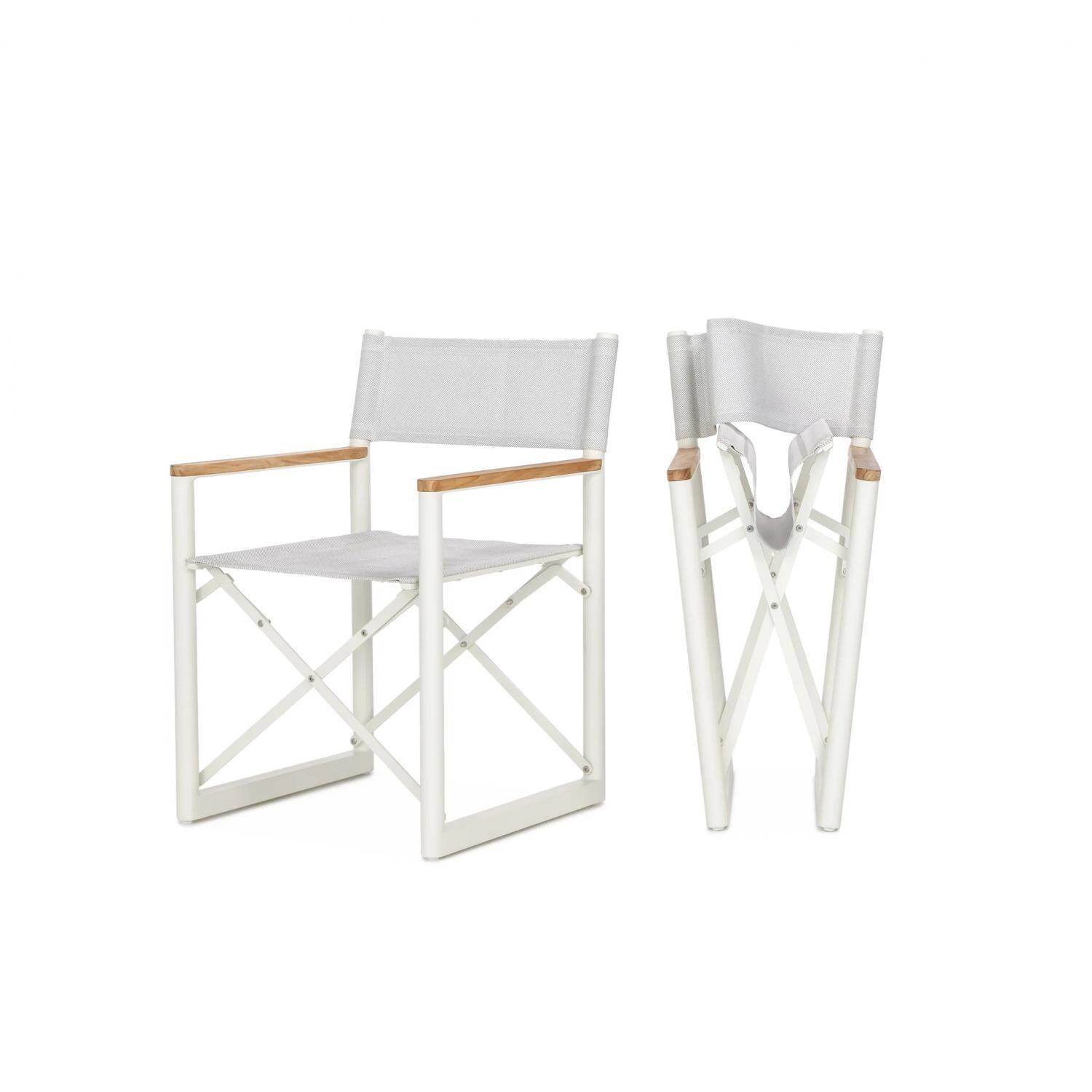 Teak + Table Barbados Director Chair in White - Folded - White Background thumbnail