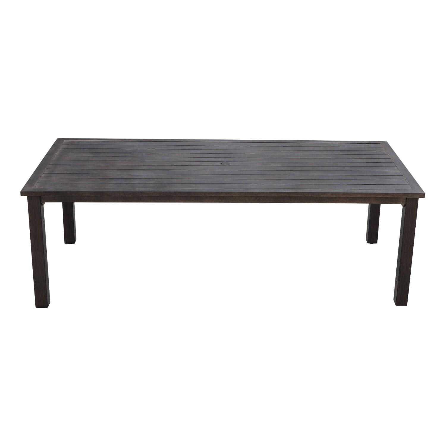 Atlantis 3 Pc Aluminum Dining Set w/ 2 Three Person Benches in Walnut/Beige by Darlee - Table - White Background thumbnail