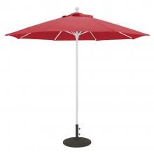 Galtech 9 Ft. Bar Height Octagonal Aluminum Patio Market Umbrella W/ Push Lift - White Frame W/ Sunbrella Canvas Jockey Red Canopy image