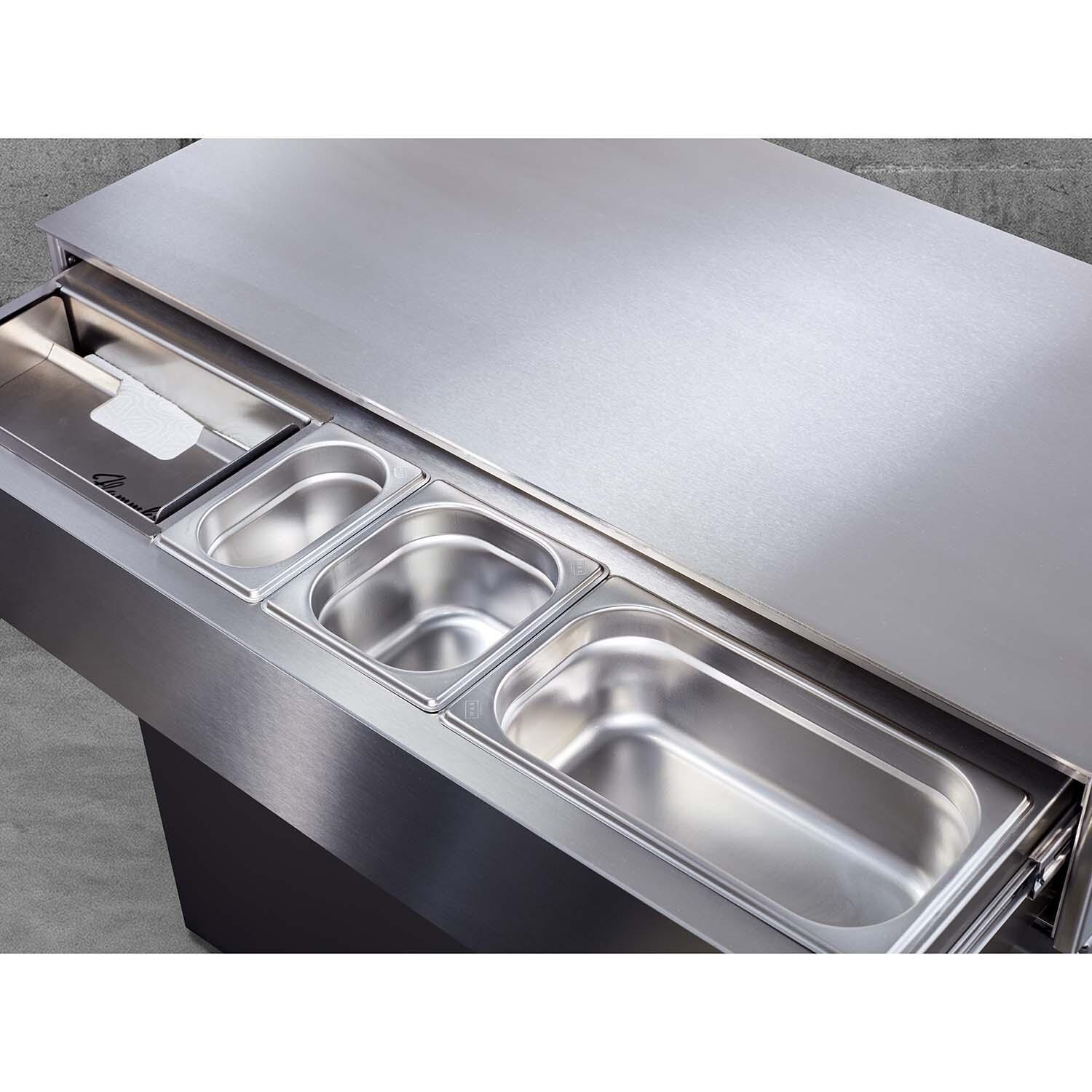 Flammkraft 1029548 Model M Prep Center Module - Ivory White - Condiment Trays - Detail thumbnail