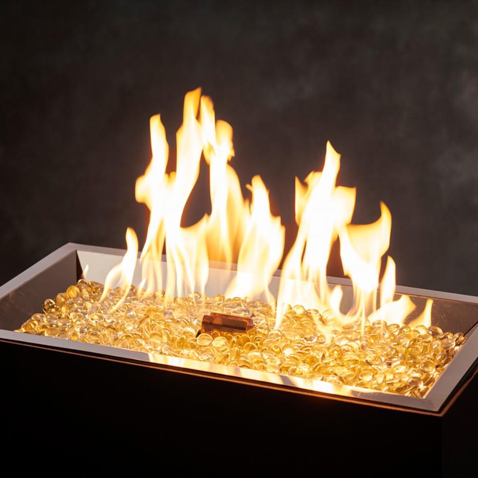 The Outdoor GreatRoom Company CFP1224-K Crystal Fire Plus 24 Inch Drop-In Rectangle 55,000 BTU Propane Fire Pit Burner Kit - Stainless Steel - Medium Flame - Detail thumbnail