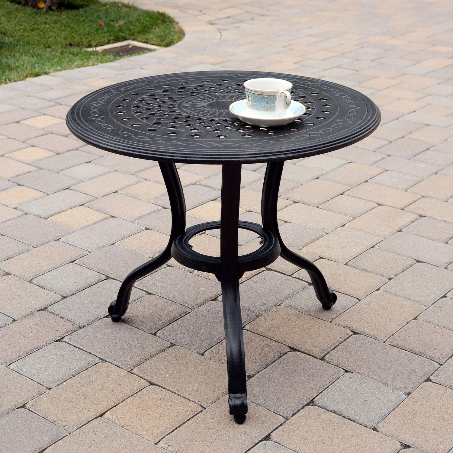 Darlee Cast Aluminum 24-in Round End Table - Patio - Lifestyle thumbnail