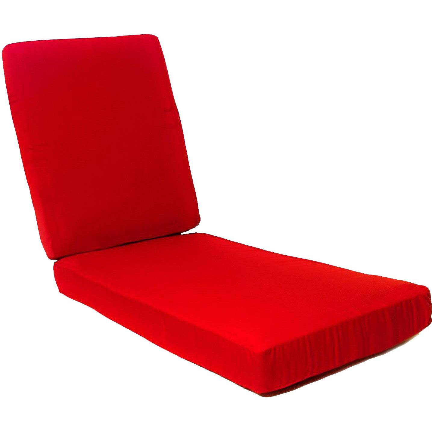 Extra Extra Long Replacement Chaise Lounge Cushion With Knife Edge - Canvas Jockey Red thumbnail