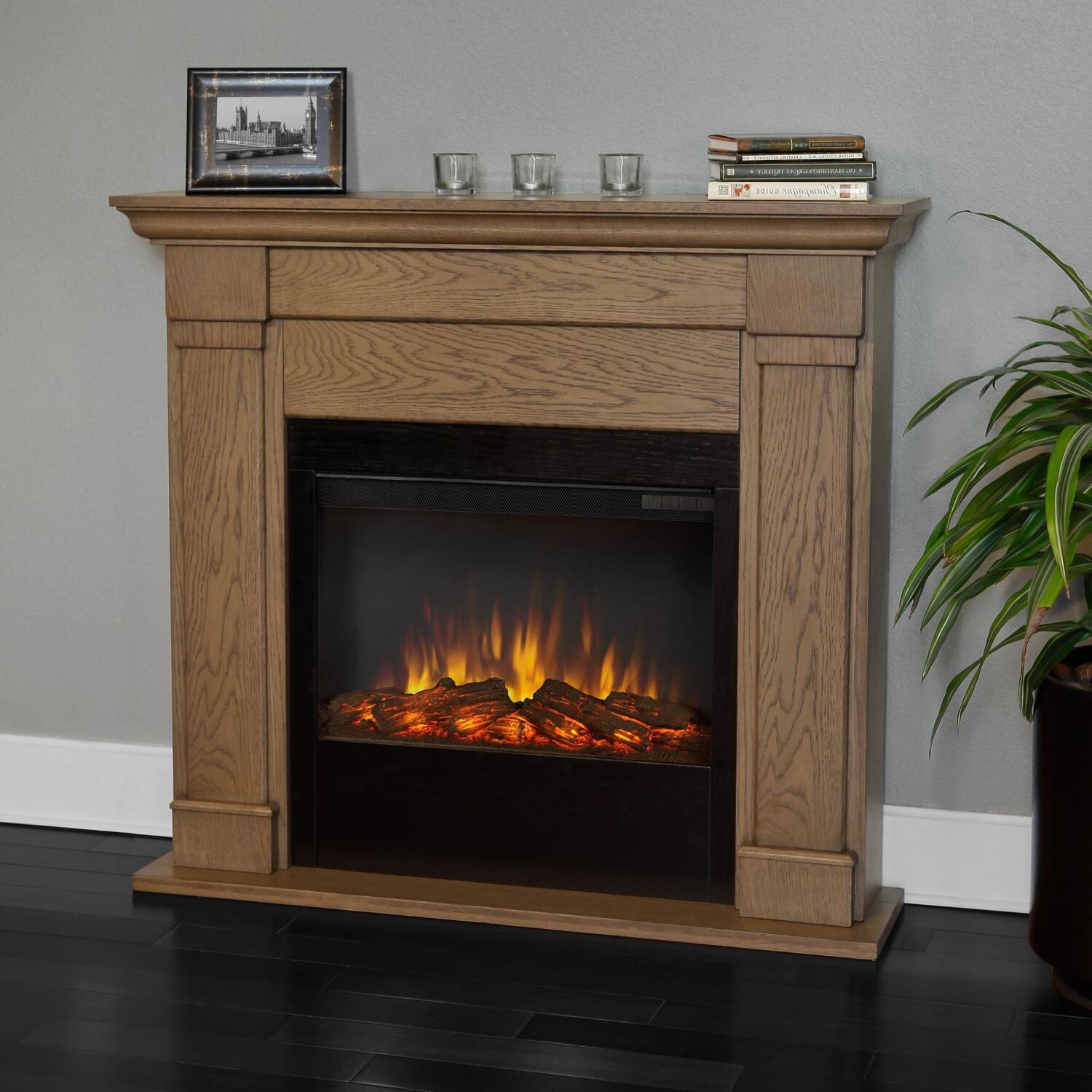 Real Flame Lowry 46Inch Slimline Electric Fireplace Blonde Oak
