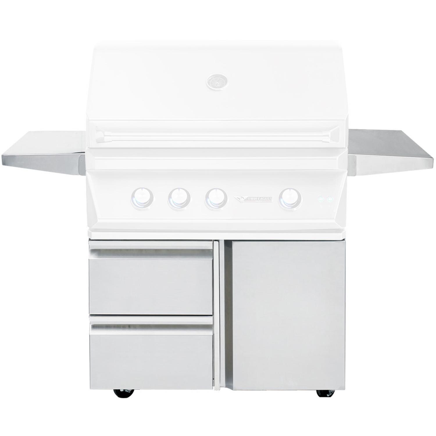 Twin Eagles TEGB36SD-B 36-in Grill Cart w/ Two Storage Drawers & One Access Door - White Background thumbnail