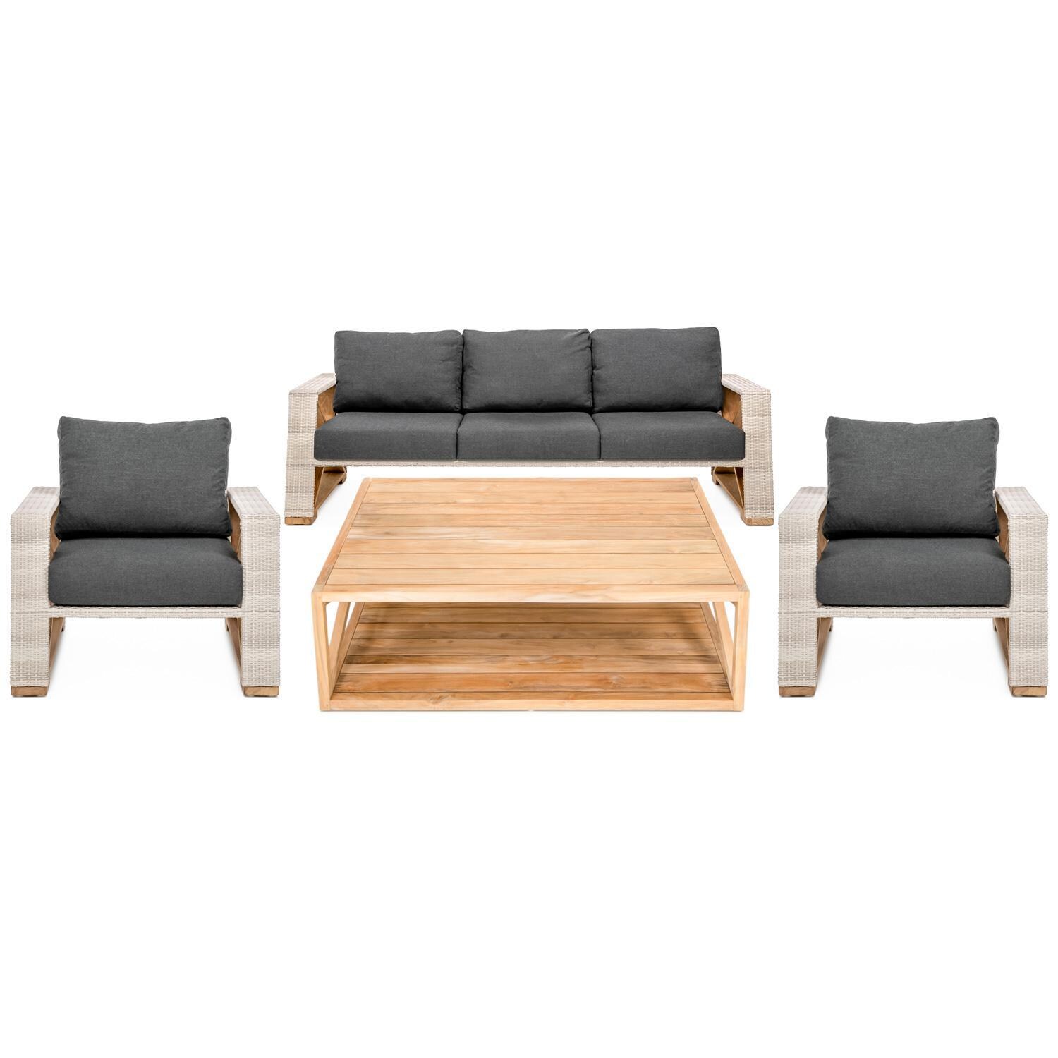 Caicos 4 Piece Lounge Set in Carbon By Teak + Table