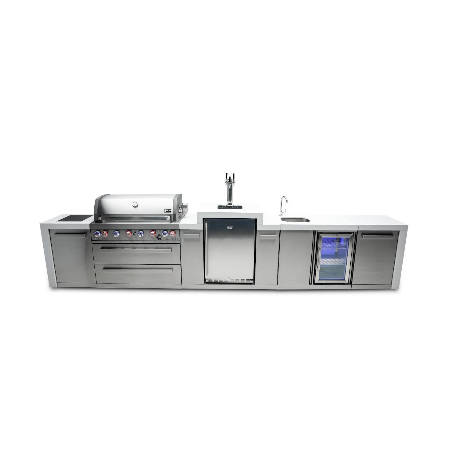 Mont Alpi 805 Deluxe Natural Gas Island w/ Kegerator & Beverage Center (Ships Propane w/ Conversion Kit) - Island - White Background thumbnail