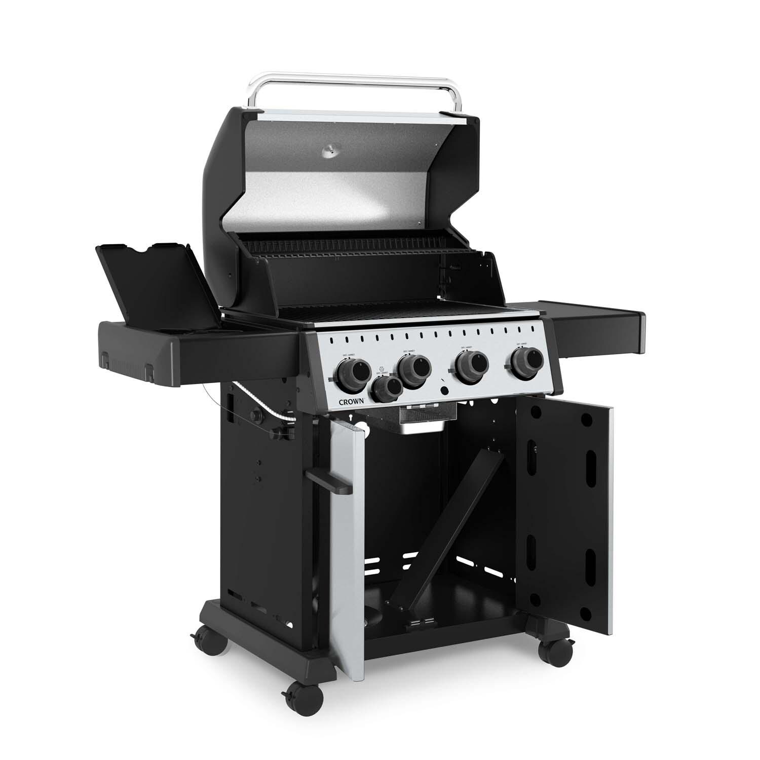 Broil King 865364 24-in Crown Propane Grill - Cart Door Open - White Background thumbnail