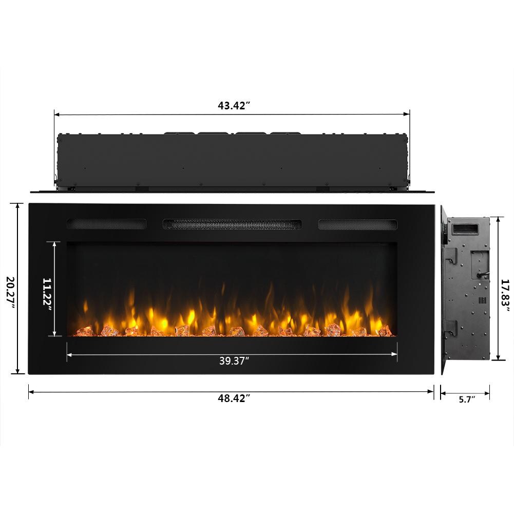 Dynasty DY-BTW48 Harmony Series 48-Inch Built-In Electric Fireplace - Dimensions thumbnail