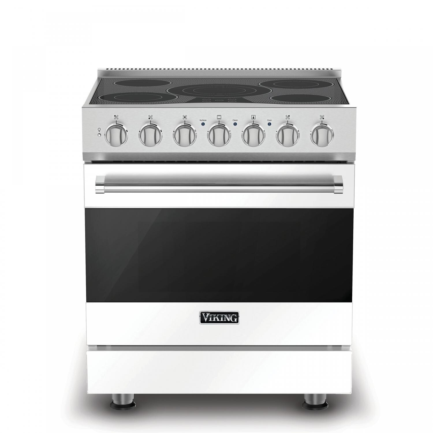 Viking 3 Series 30-Inch 5-Burner Self-Cleaning Freestanding Electric Range - White - RVER33015BWH