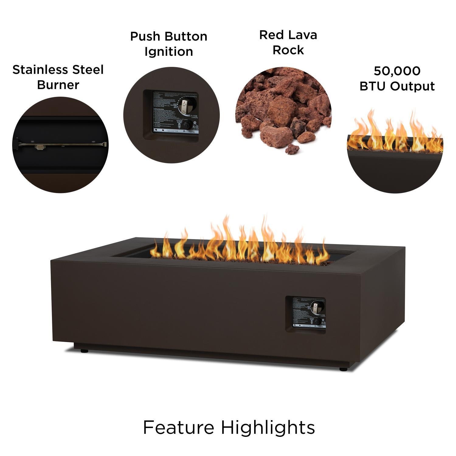 Elysian 50-in Rectangular Steel Propane Fire Pit Table in Dark Bronze by Lakeview Outdoor Designs - Features - Detail thumbnail