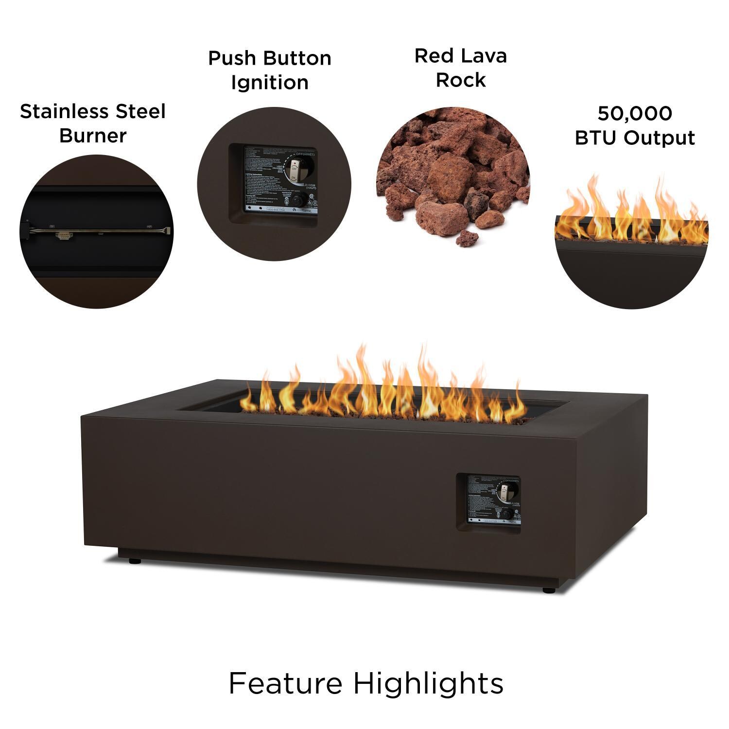 Elysian 50-in Rectangular Steel Propane Fire Pit Table in Dark Bronze by Lakeview Outdoor Designs - Features - Detail thumbnail