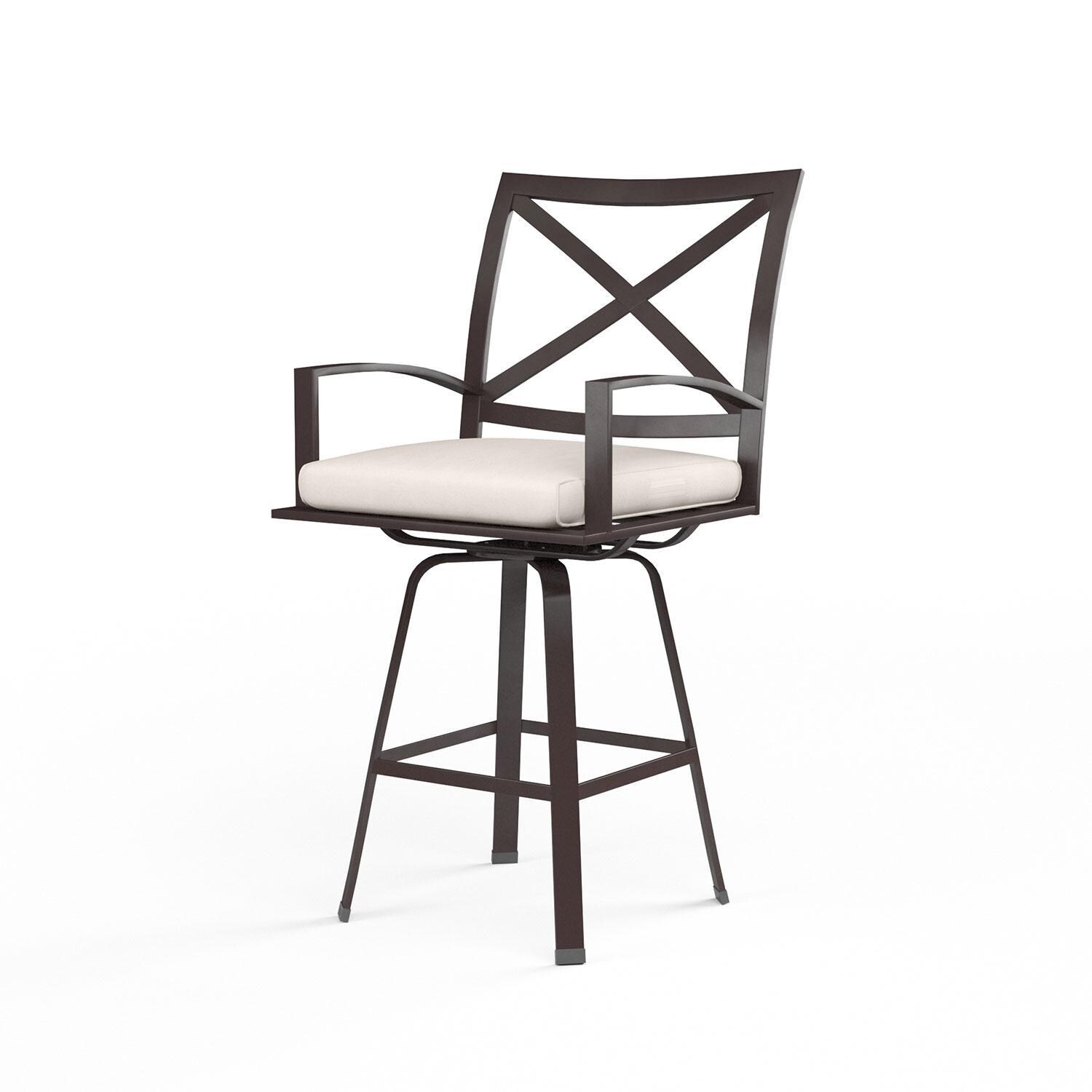 La Jolla Aluminum Patio Swivel Bar Stool in Canvas Natural w/ Self Welt By Sunset West