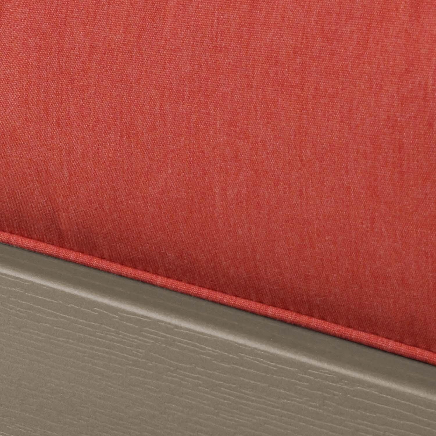 Blushing Bay Recycled Plastic Ottoman in Canvas Persimmon/Woodland Brown by Lakeview Outdoor Designs - Cushion - Detail thumbnail