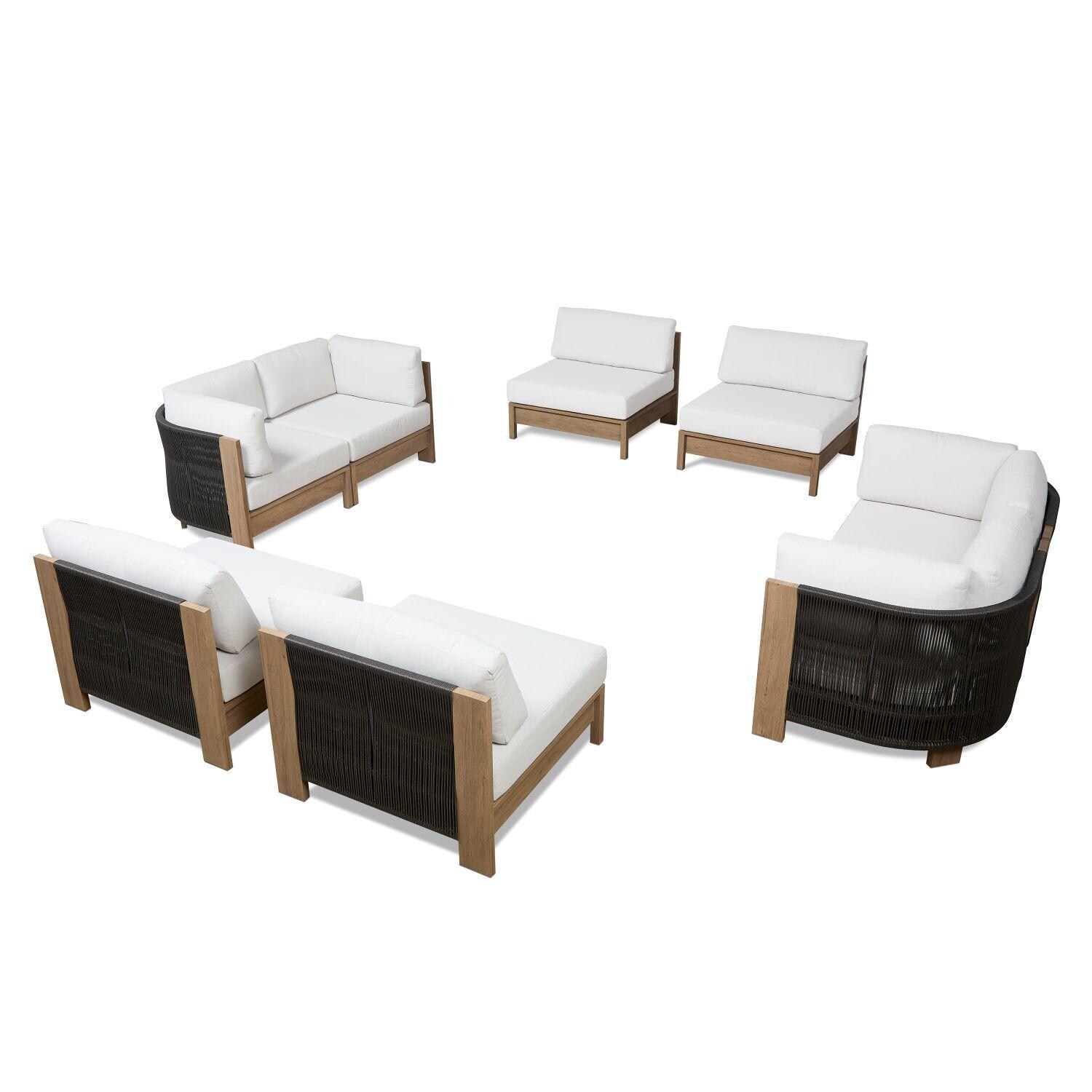 Heritage 6 Pc Aluminum Seating Set in Beechwood by Lakeview Outdoor Designs - Set - White Background thumbnail