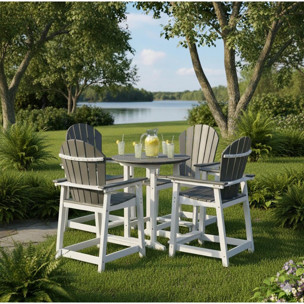 Estatewood 5 Pc Recycled Plastic Bar Set in White by Lakeview Outdoor Designs