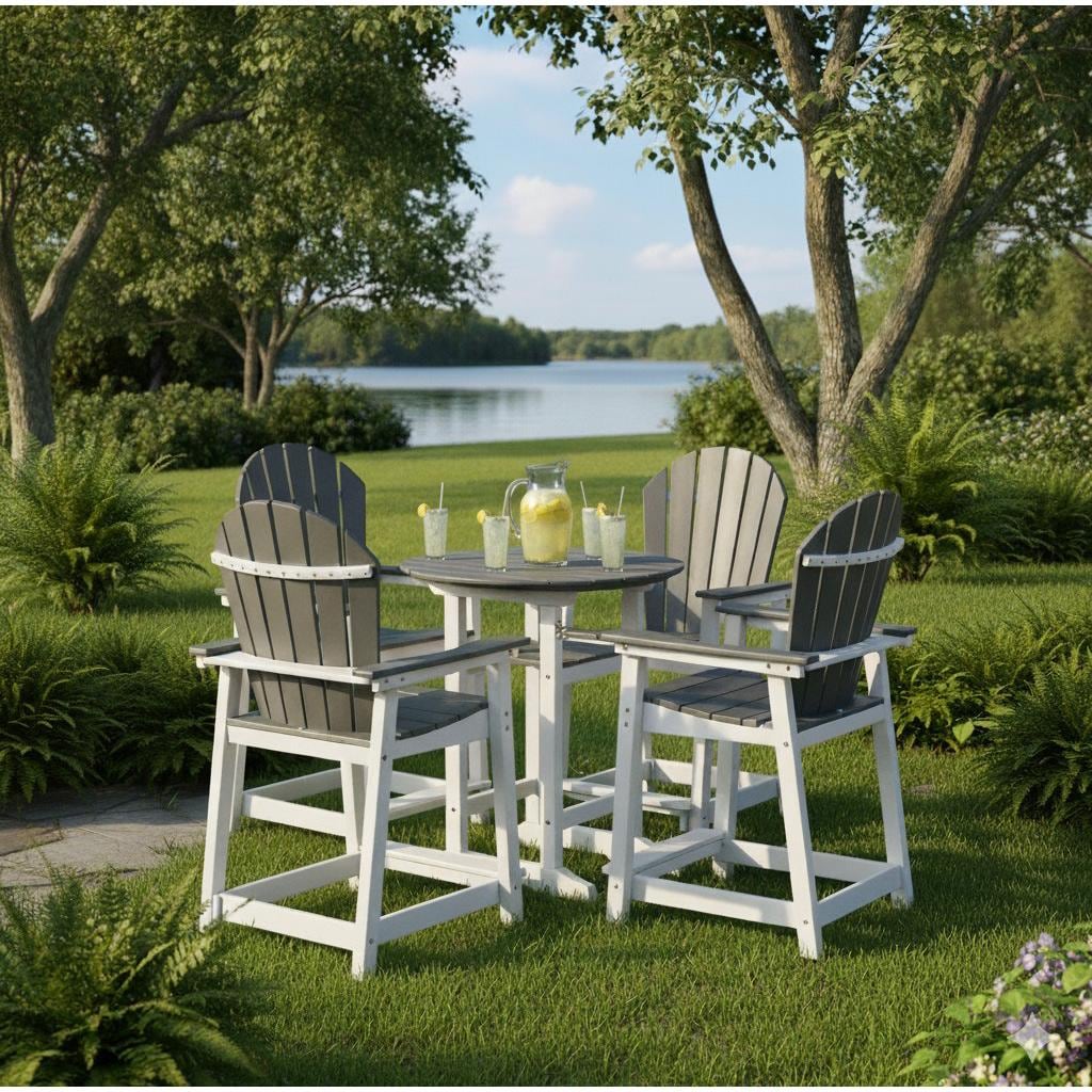 Estatewood 5 Pc Recycled Plastic Bar Set in White by Lakeview Outdoor Designs