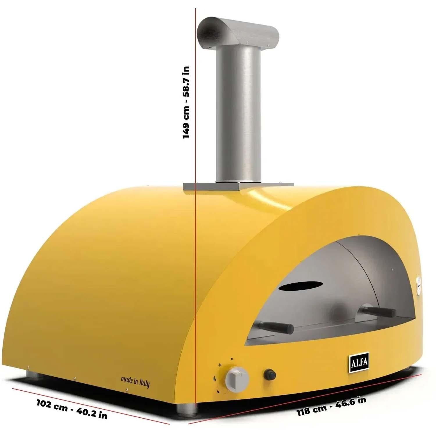 Alfa FXMD-5P-MGIA-U Moderno 5 Pizze Natural Gas Pizza Oven - Fire Yellow - Dimensional thumbnail
