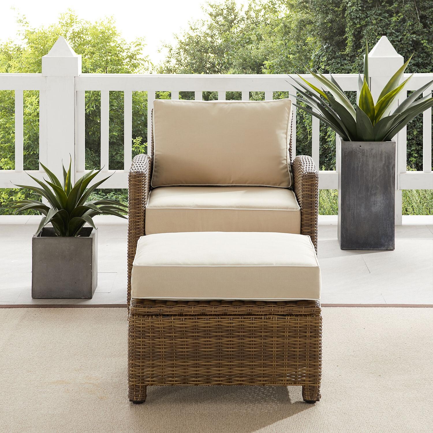 Ultimate Patio UP-92414WB-SA 2Pc Wicker Outdoor Chair Set in Sand - Front View - Lifestyle thumbnail