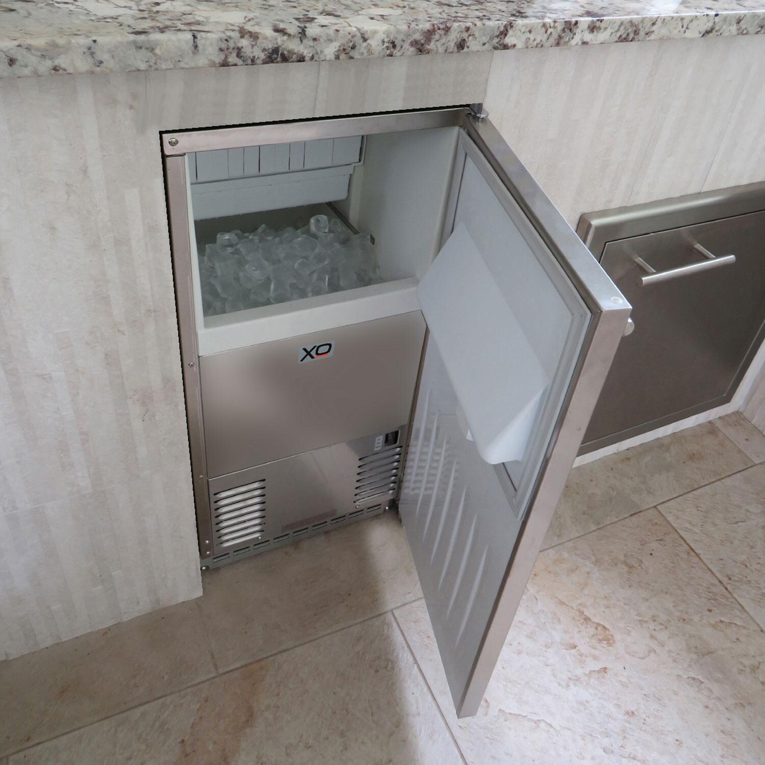 XO Appliance XOUIM1565S 15-Inch 27 Lbs. Outdoor Stainless Steel Fingerprint Resistant Ice Maker - Attached to Island - Closed - Lifestyle thumbnail
