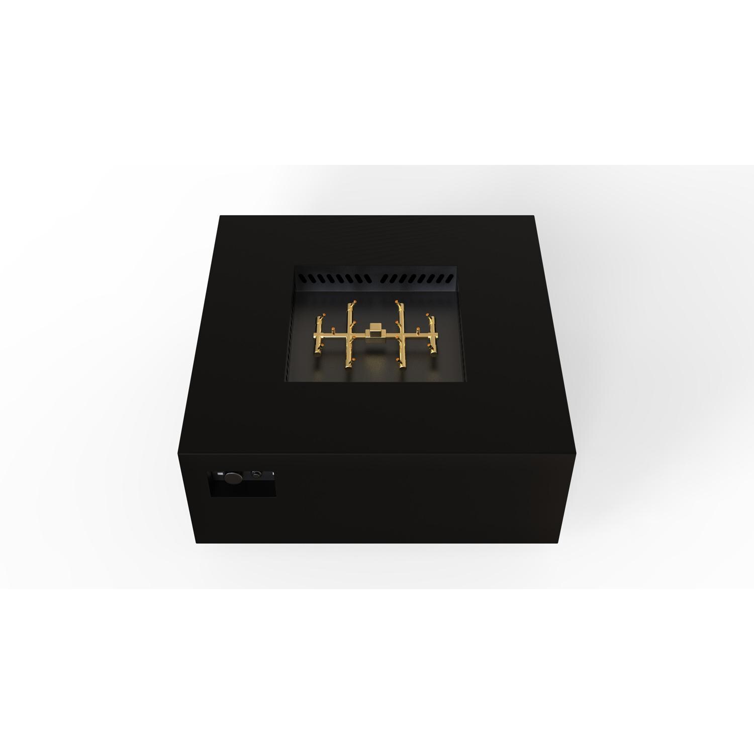 AON 40 Inch Square Powder Coated Steel Propane Fire Pit Table W/ Mercury Ignition in Black By Warming Trends - Top Angled View - White Background thumbnail