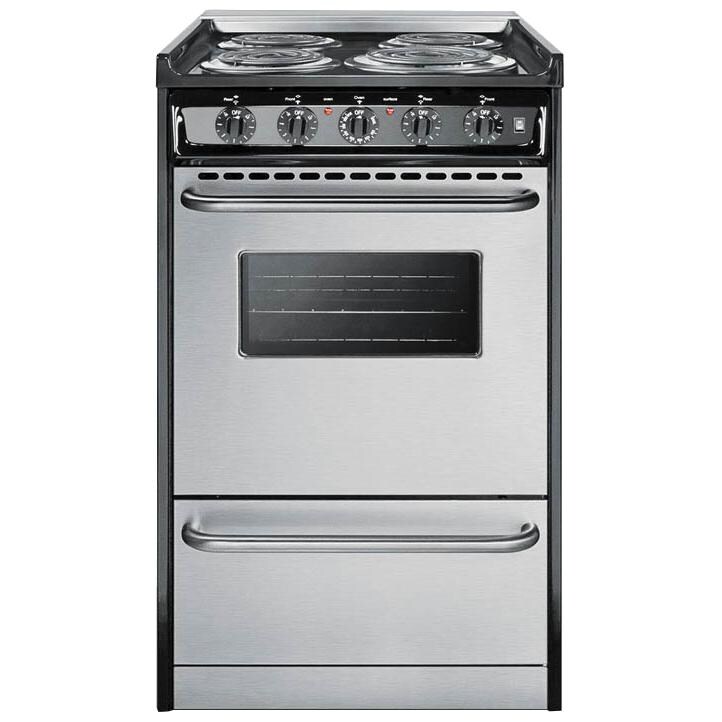 Summit Professional 20-Inch 4-Burner Slide-In Electric Range - Stainless Steel - TEM110BRWY