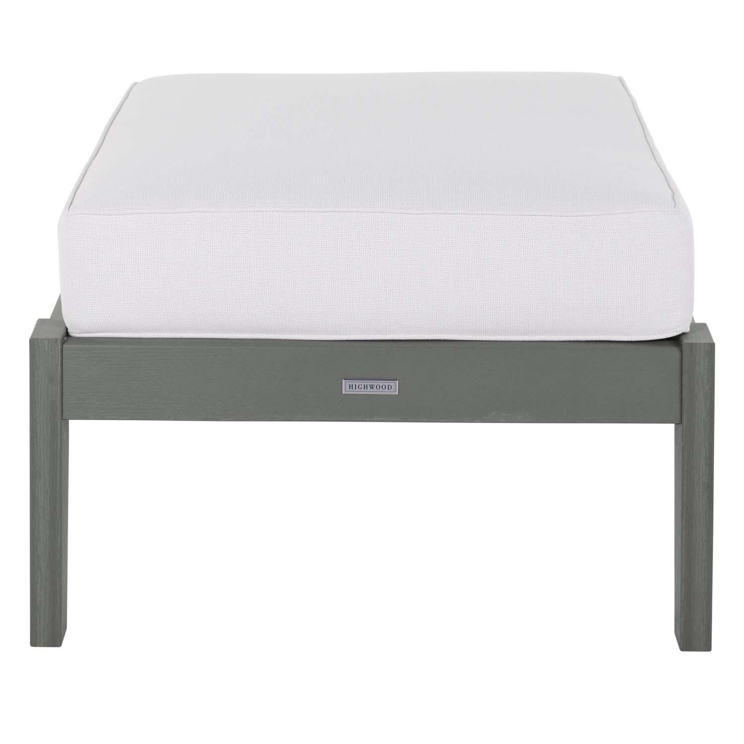 Blushing Bay Recycled Plastic Ottoman in Bliss Linen/Coastal Teak by Lakeview Outdoor Designs - White Background thumbnail