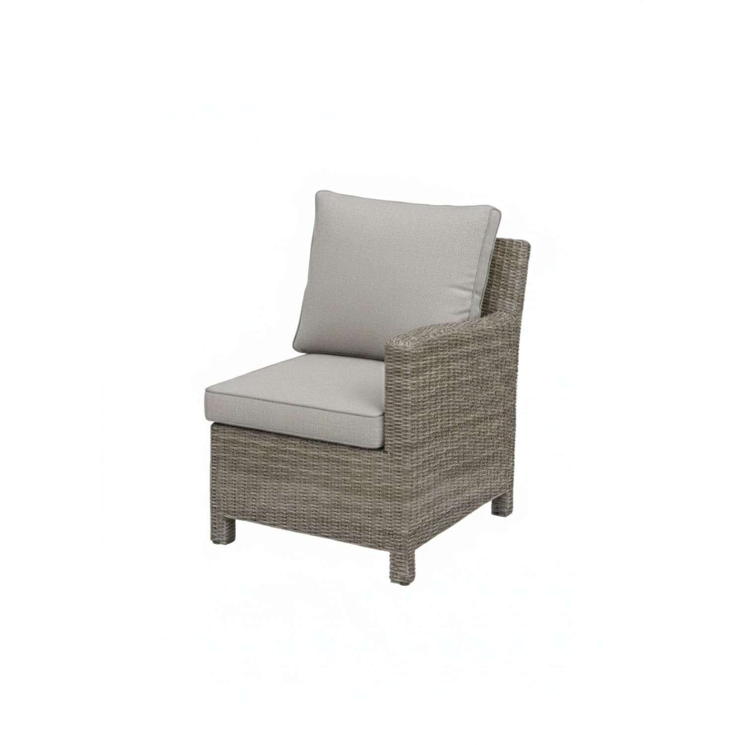 Palma 7 Pc Wicker Modular Corner Seating Set in Cast Ash By KETTLER - Right Arm Chair - White Background thumbnail