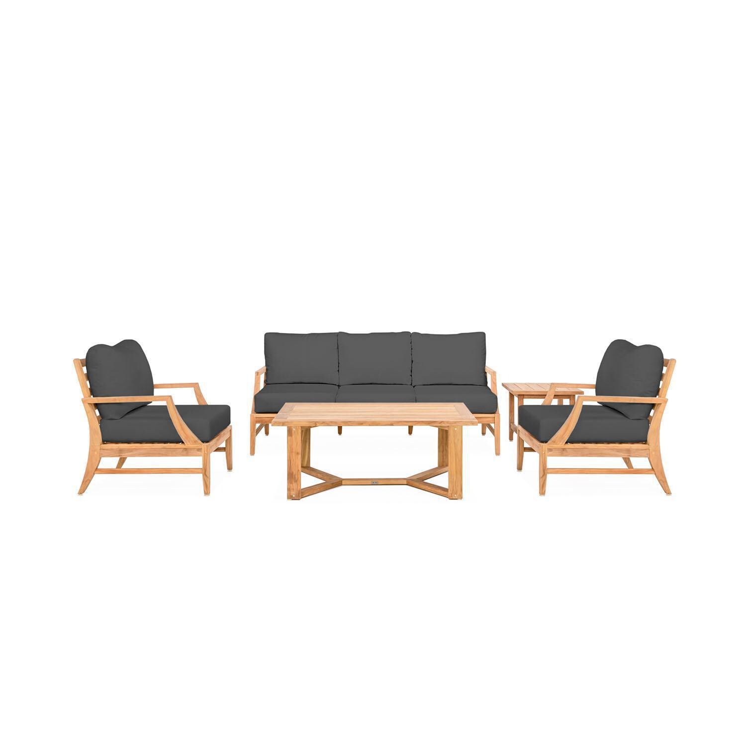 Teak + Table Charleston 5 Piece Lounge Set in Carbon - White Background thumbnail