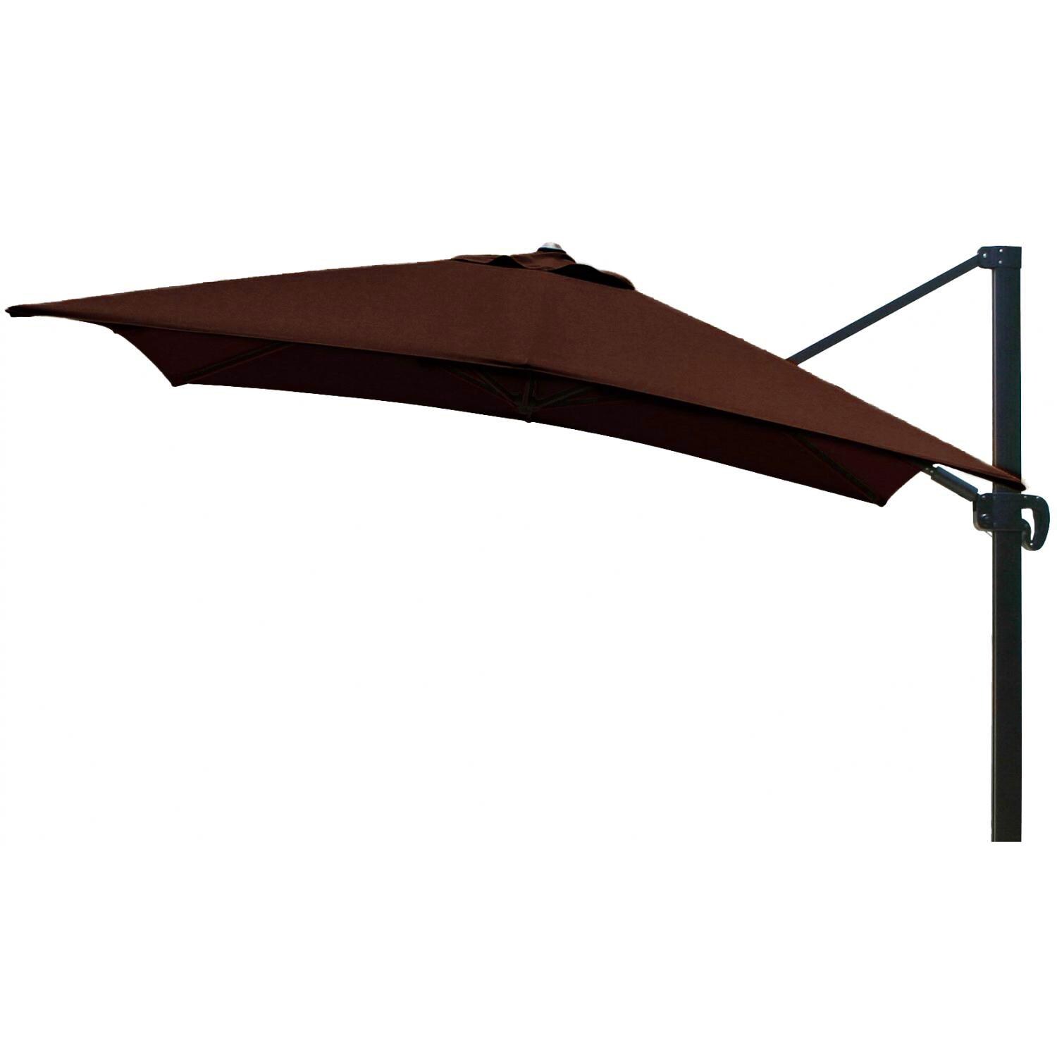 California Umbrella 10 Ft. Square Aluminum Multi-Position Tilt Cantilever Patio Umbrella W/ Crank Lift & Aluminum Ribs - Bronze Frame / Sunbrella Canvas Bay Brown Canopy
