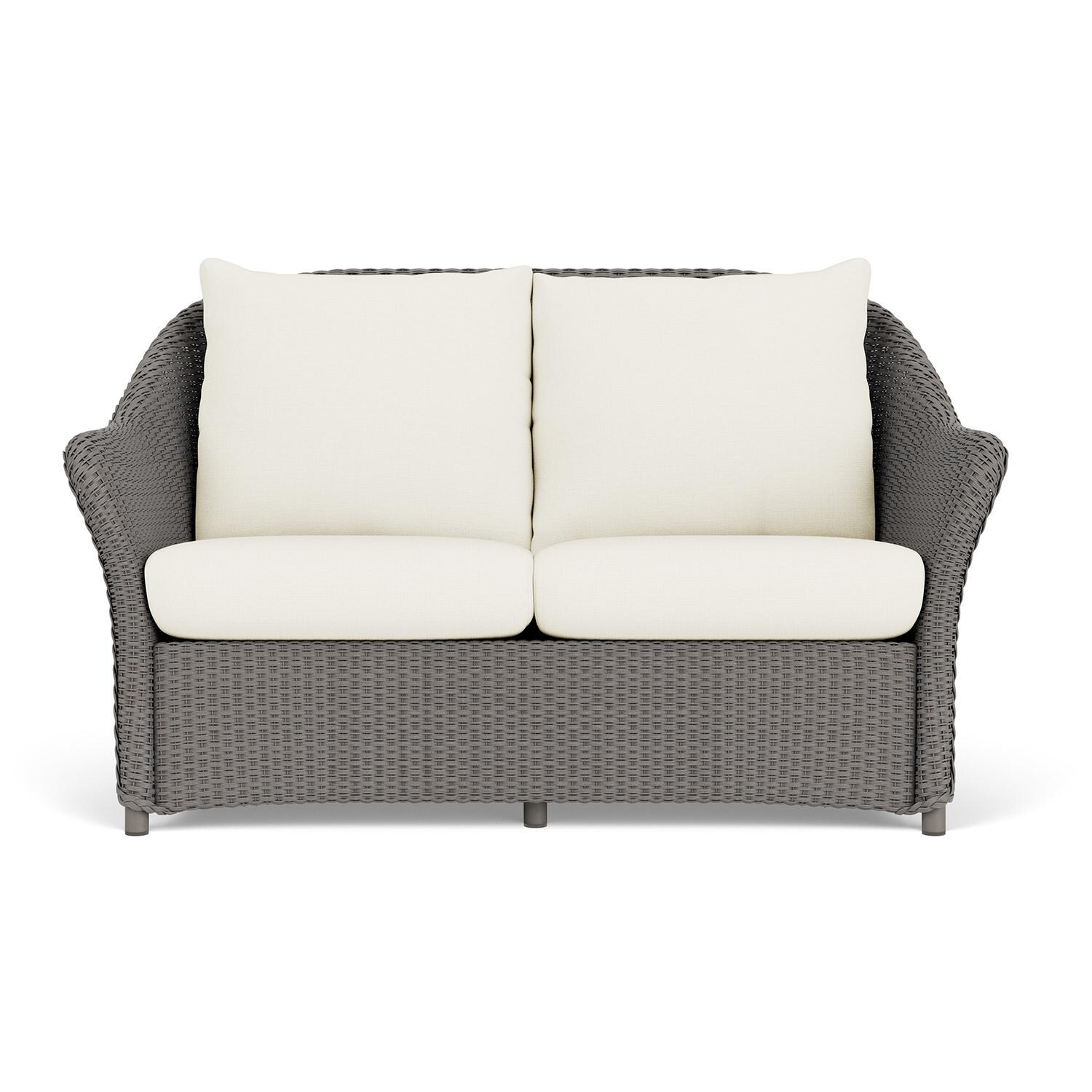 Weekend Retreat Lloyd Loom Loveseat in Pewter/Sailcloth Salt by Lloyd Flanders