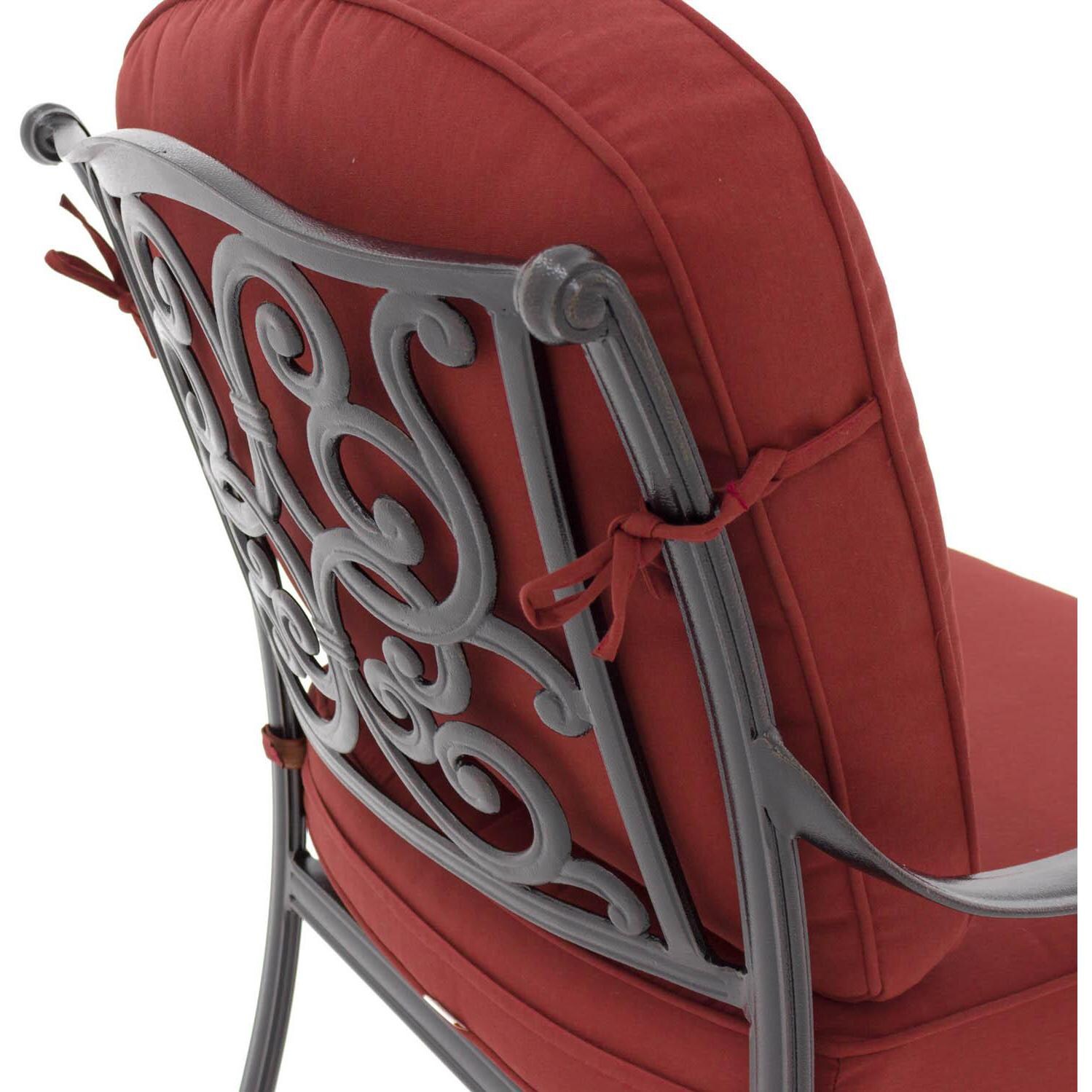 Villa Flora Cast Aluminum Patio Club Chair W/ Sunbrella Canvas Henna Cushions - Angled Back View thumbnail
