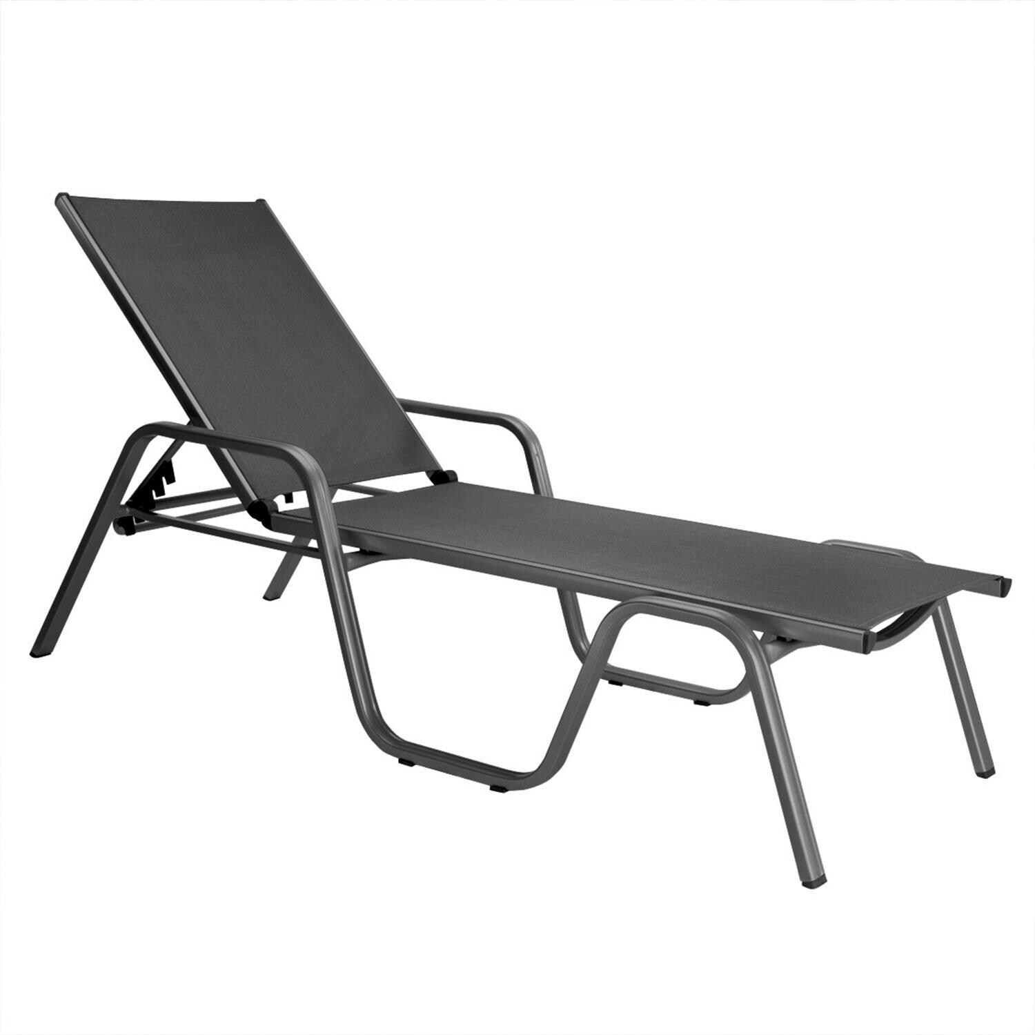 Basic Plus 2 Pc Aluminum/Sling Chaise Lounge Set By KETTLER - Single Chaise (Two Included) - White Background thumbnail