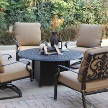 Darlee Santa Barbara 5 Piece Cast Aluminum Patio Fire Pit Conversation Seating Set image