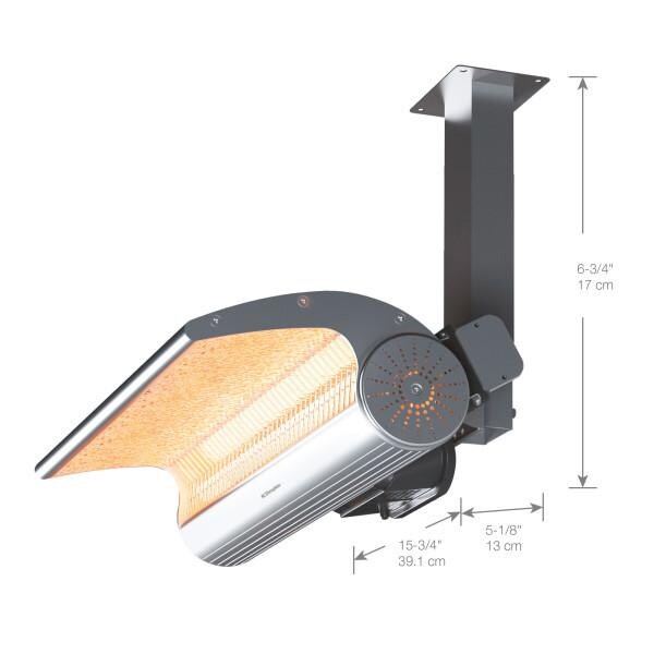 Dimplex DSH Series Infrared Electric Heater, Ceiling Mount Bracket & Permanent Floor Stand - Pole Mounted Dims