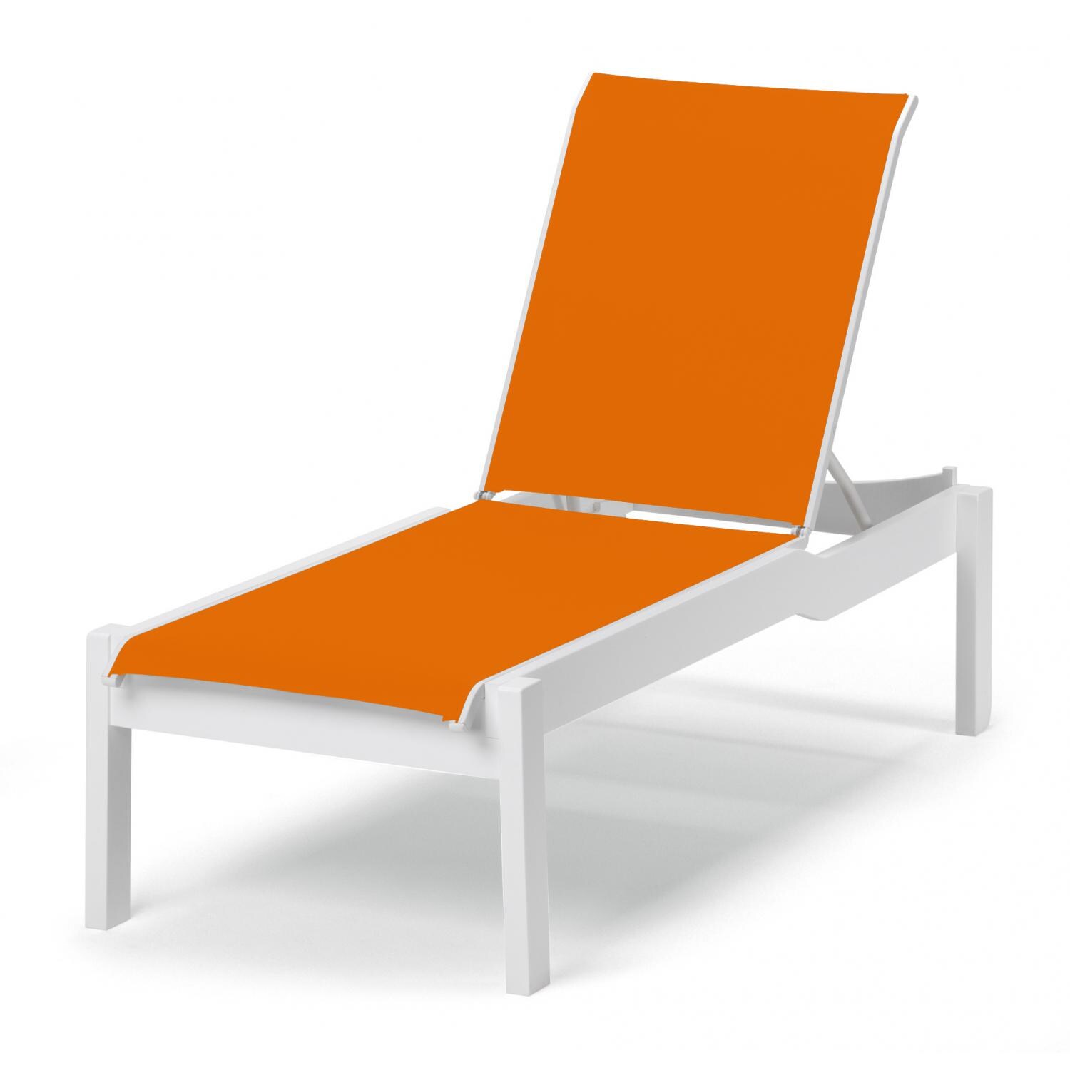 Leeward MGP Long Frame Stacking Chaise Lounge With Sling Seating By Telescope Casual - Textured Snow/Tangerine thumbnail