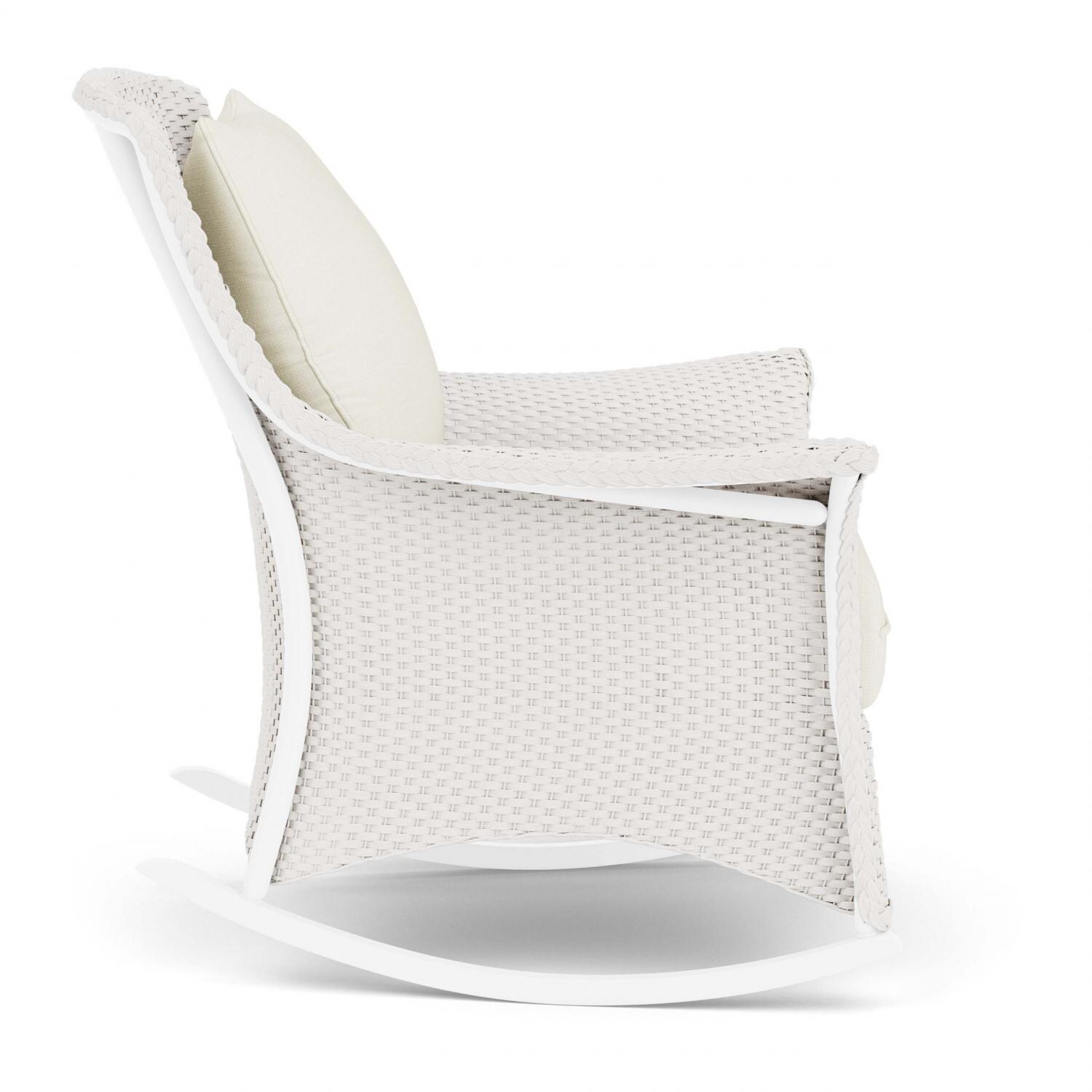 Lloyd Flanders Mandalay Lounge Rocker in White Finish with Sailcloth Salt fabric - Side thumbnail