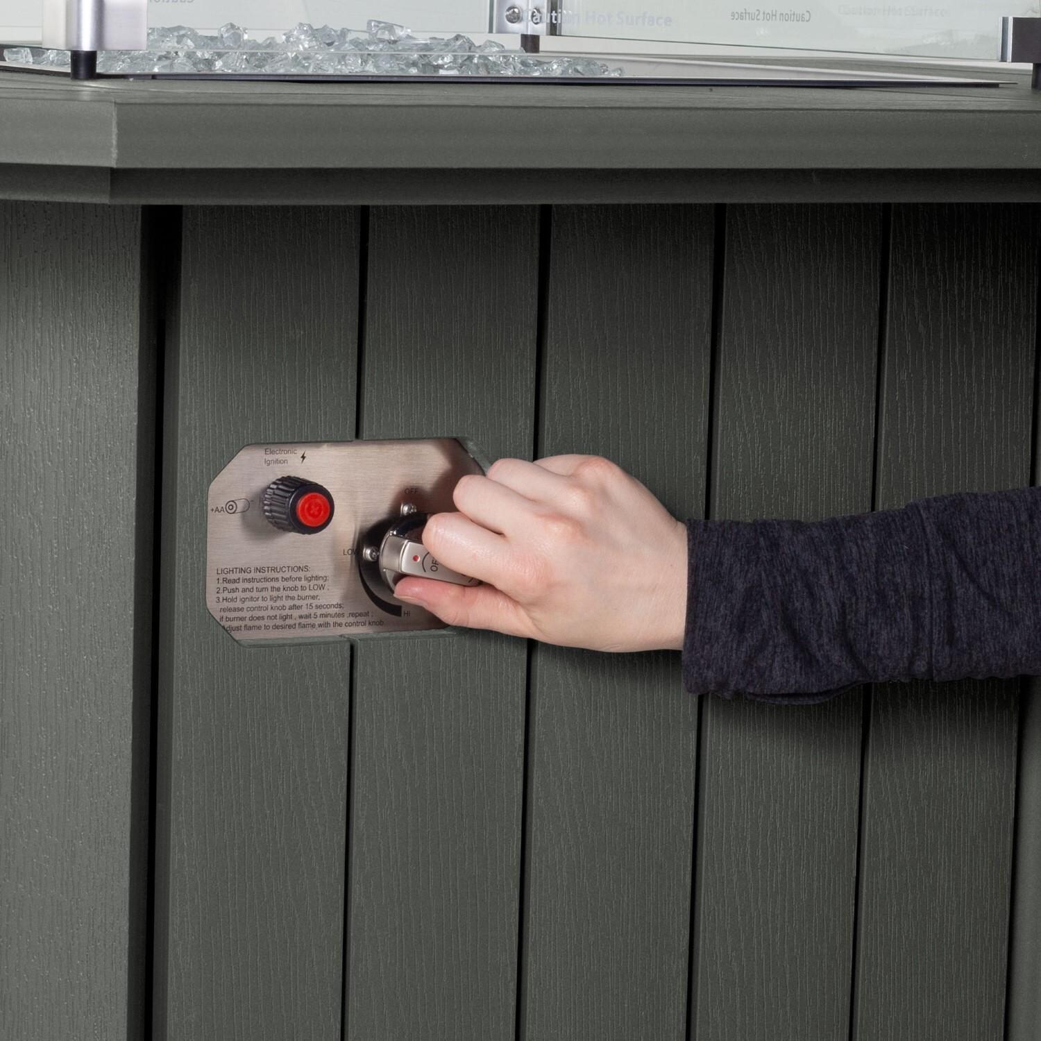 Harborview Octagonal Fire Pit Table in Coastal Teak by Lakeview Outdoor Designs - Gas Supply Knob - Detail thumbnail