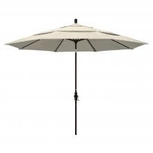 California Umbrella 11 Ft. Octagonal Aluminum Collar Tilt Patio Umbrella W/ Crank Lift & Aluminum Ribs - Bronze Frame / Olefin Antique Beige Canopy