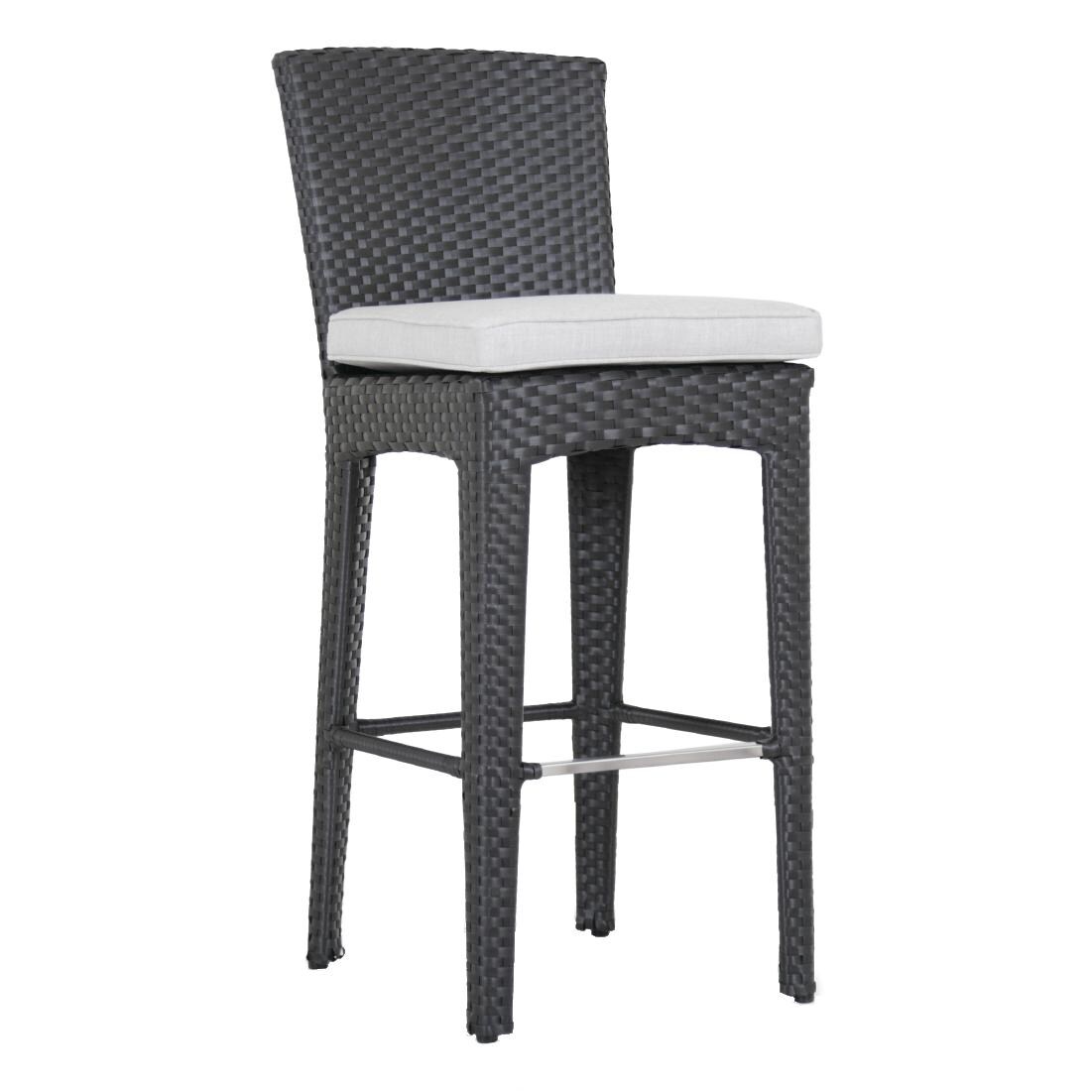 Solana Wicker Patio Bar Stool W/ Sunbrella Cast Silver Cushion By Sunset West image
